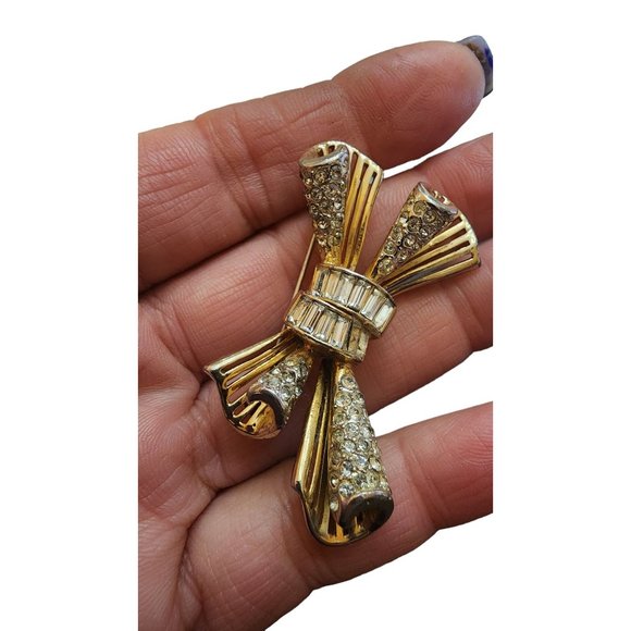 Vintage Signed Coro Craft Sterling Bow Brooch (A2865) - Picture 2 of 8